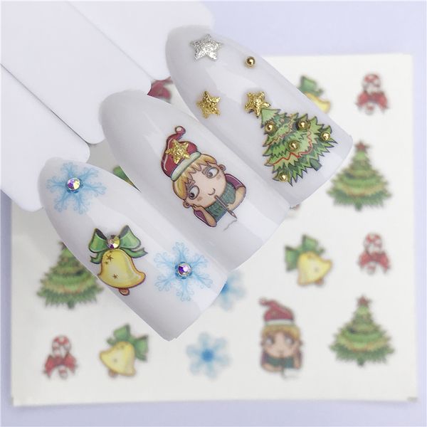 

fwc new year gift water transfer tips nail art sticker decals christmas diy decor manicure styles, Black
