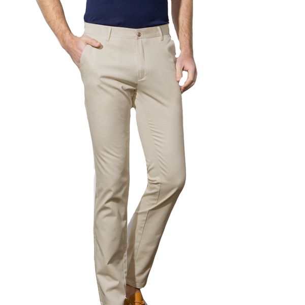 

new arrival men gentlemen summer thin middle waisted pants business slim all-match full length pants fashion solid casual, Black