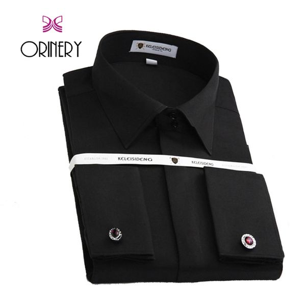

orinery tuxedo mens dress shirt 2017 fall fashion long sleeve french cuff shirt with cufflinks wedding dress slim fit, White;black