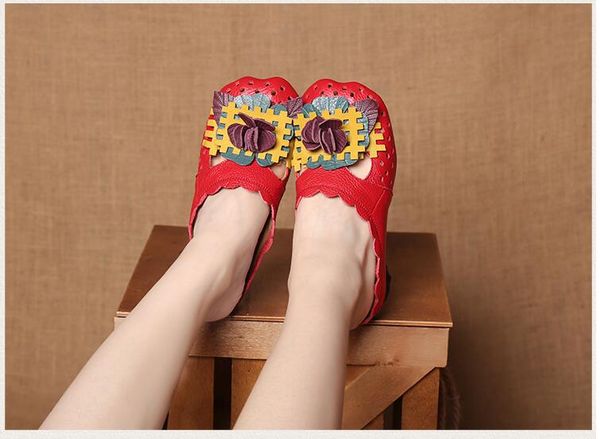 

2018 summer slippers genuine leather shoes handmade baotou women flat sandals, Black