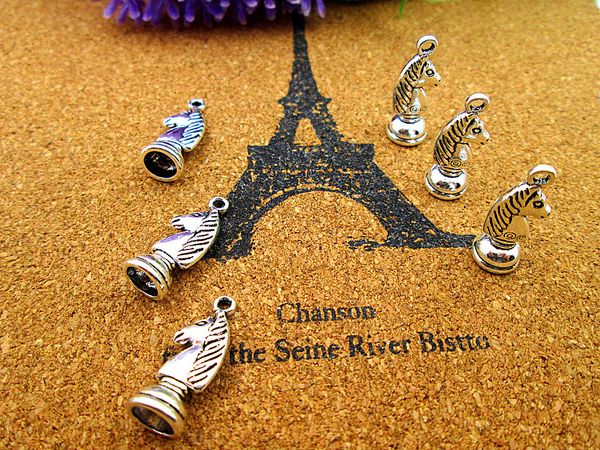 

54pcs/lot 20*8mm antique silver plated chess knight charms pendant, Bronze;silver
