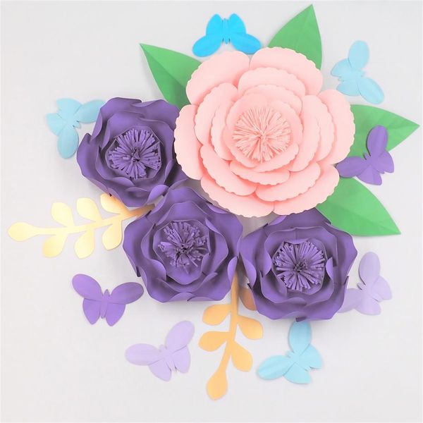 2019 Of 4 Giant Paper Flowers 6 Leaves 8 Butterflies For Wedding Backdrop Retail Store Baby Nursery Baby Shower Decorations From Fivestarshop 79 4