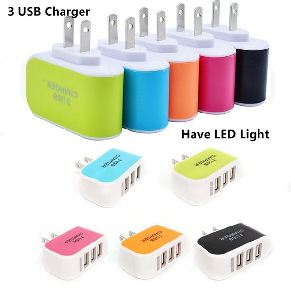 

3 u b wall charger u eu plug 5v 3 1a led adapter travel convenient power adaptor with triple u b port for mobile phone