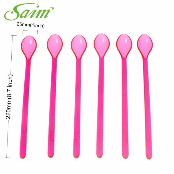 

6pcs/lot new arrivel long plastic spoons mixing spoon utensil cake putty spatula bakeware cooking baking scraper 3 colors