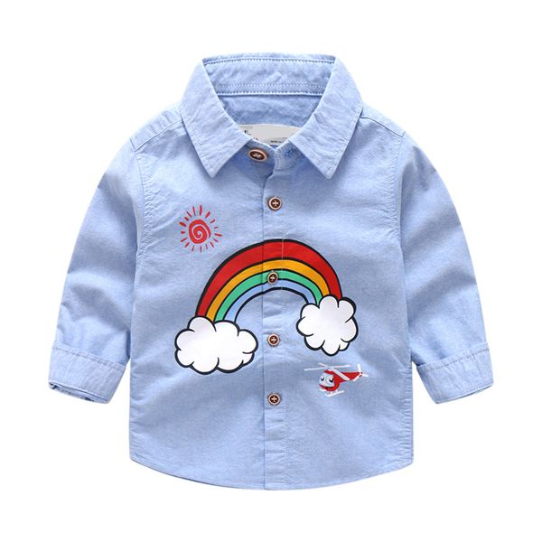

2018 new arrival enfant boys girls shirts cute rainbow pattern cotton children clothes long sleeve kids blouses boys girls shirt, White;black