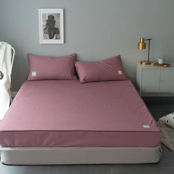 

1pcs fitted sheet solid color cotton bed sheets with elastic band double queen size 120*200/180*200cm mattress cover