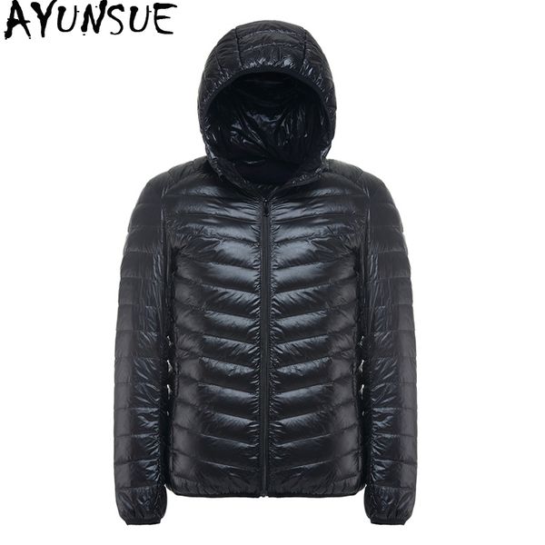 

ayunsue winter light duck down jacket men ultralight plus size coat 5xl 6xl men coats men's down jacket parka pluma hombre kj321, Black