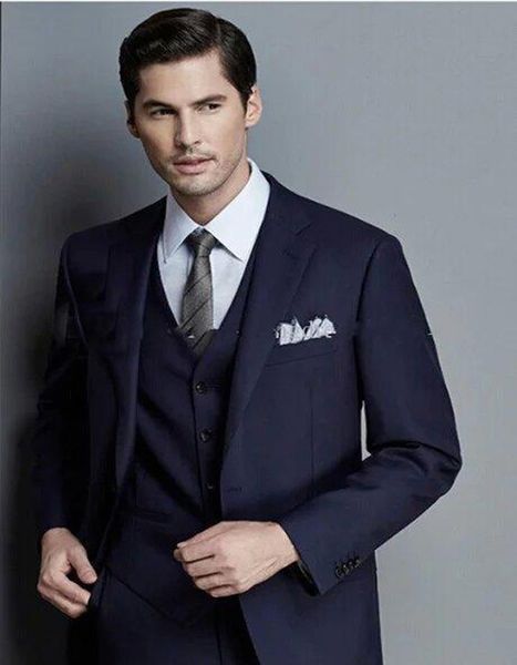 

new arrival navy blue men suits 3 pcs(jacket+pant+vest+tie) prom dinner suits groom tuxedos custom made notched lapel men, White;black