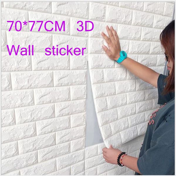 

70*77 cm diy self adhensive 3d brick wall stickers living room decor foam waterproof wall covering wallpaper for kids room