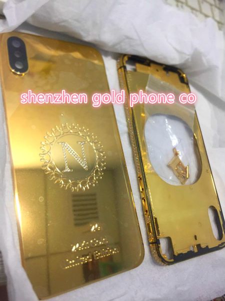 

Battery cover real gold 24ct gold back hou ing to iphone x tyle battery door metal rear cover hou ing cover with logo