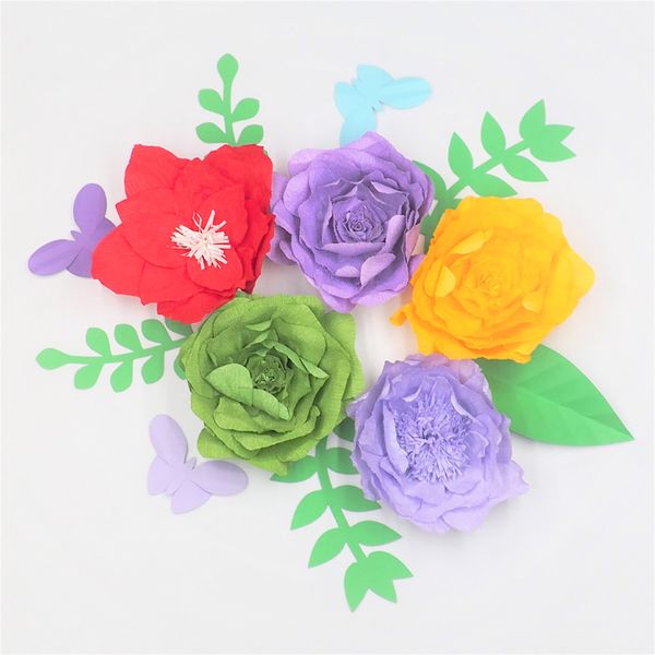 Acquista Gigante Carta Crespa Fiori 5 Pz Foglie 5 Pz Farfalle 3 Pz Evento Di Nozze Sfondo Bambino Vivaio Decor Decorazione Della Casa A 3789 Dal