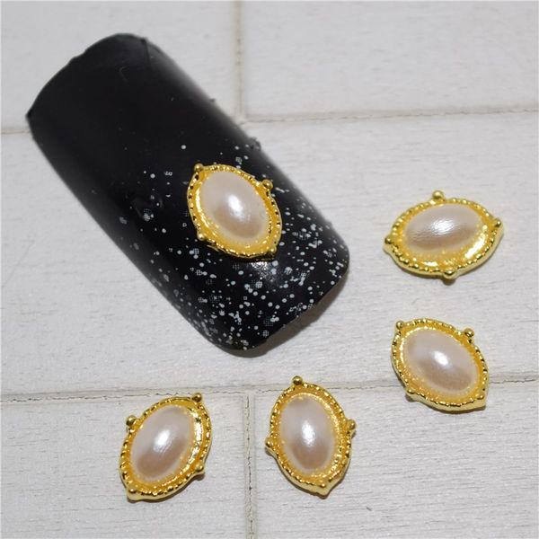 

10psc new golden horse eye pearl 3d nail art decorations,alloy nail charms,nails rhinestones supplies #210, Silver;gold