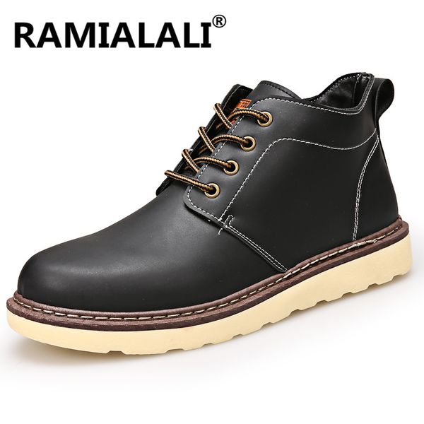 

ramialali 2017 fashion men boots winter boot casual shoes british style tooling boots desert work shoes, Black