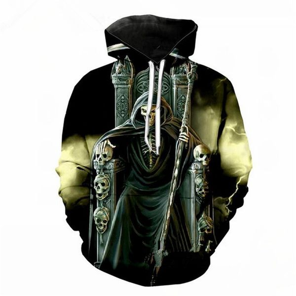 

новейшая мода grim reaper череп 3d печати толстовки мода одежда женщины / мужчины толстовка повседневная пуловеры k323, Black