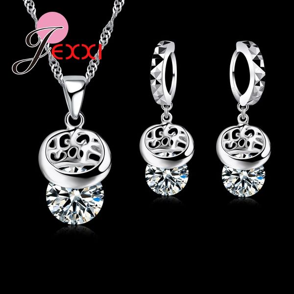 

jexxi romantic overlap cz jewelry set 925 sterling silver necklace+earrings sets for wedding anniversary gifts