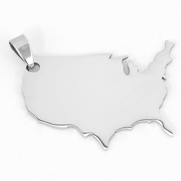 

50pcs diy jewelry necklace mirror polished usa america us map pendant stainless steel customize wholesale price pendants, Black