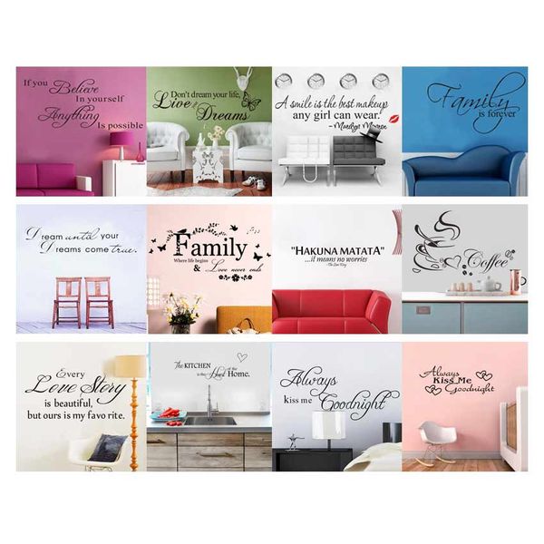 Acheter Art Mots Citation Wall Sticker Famille Citations Sticker
