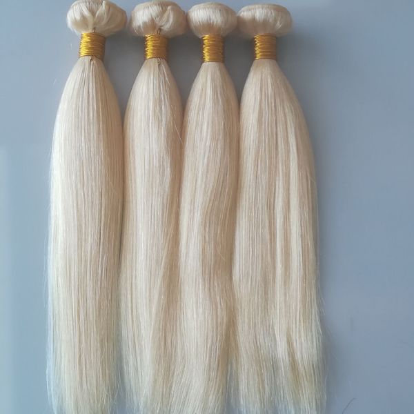 

elibess har-european virgin human hair bundles 100g/bundle 3 bundles light blonde 613 color human hair extensions, Black