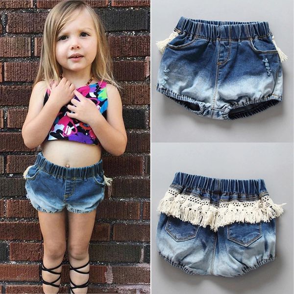 

baby girls tassel jean shorts fashion kids girls wash blue jean pants children summer denim shorts casual trouser