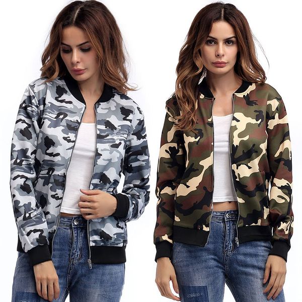 

bofute new women's clothing camouflage jackets o-neck long sleeve coats b5348, Black;brown