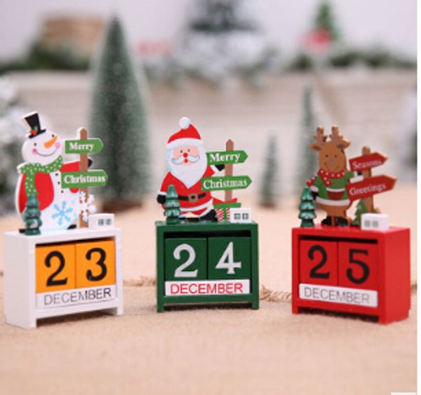

christmas mini wooden calendar ornament christmas advent calendars with xmas cartoon santa claus snowman elk for christmas decoration