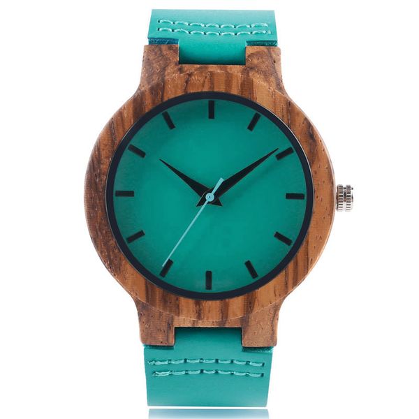 

spring fecoration wood watches handmade green genuine leather band strap men women wristwatch bamboo sport wooden bangle quartz, Slivery;brown