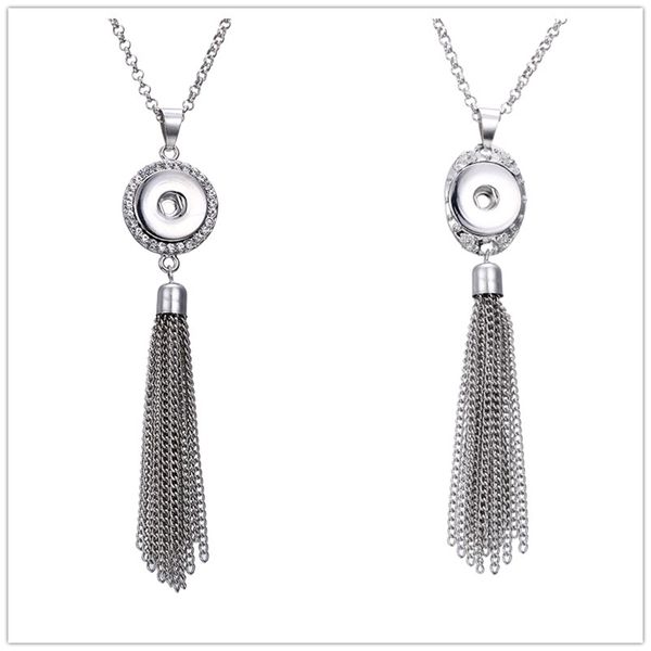 

classic noosa chunks ginger snaps jewelry 18mm snap button tassel charm necklace for women snap button jewelry, Silver