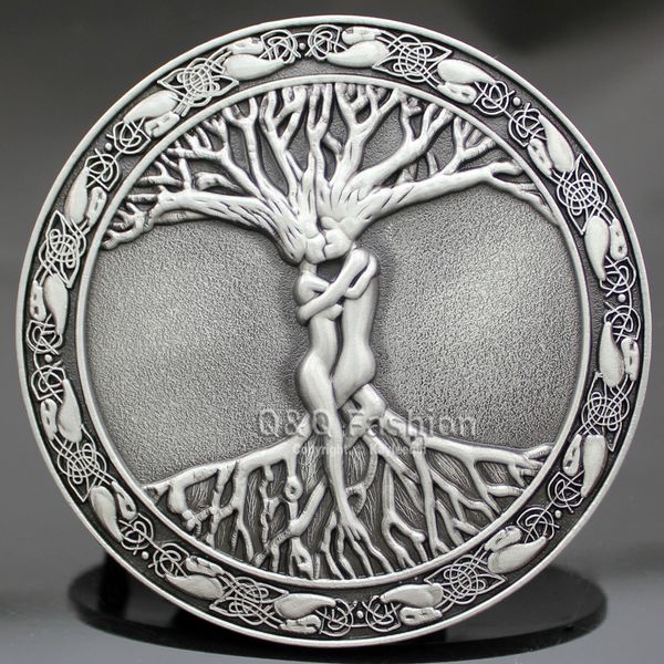 

speical vintage silver tree of life love nordic mythology belt buckle pagan wicca unisex, Black;brown
