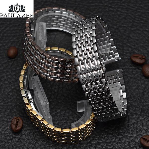 

1pc 20mm rose gold silver stainless steel thin watch strap, Black;brown