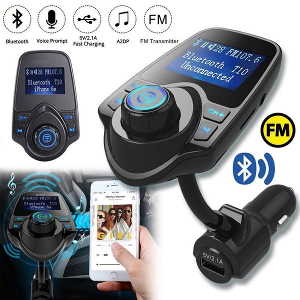 

bluetooth car kit mp3 player fm transmier wireless aux radio adapter usb charger lcd modulator for android music play