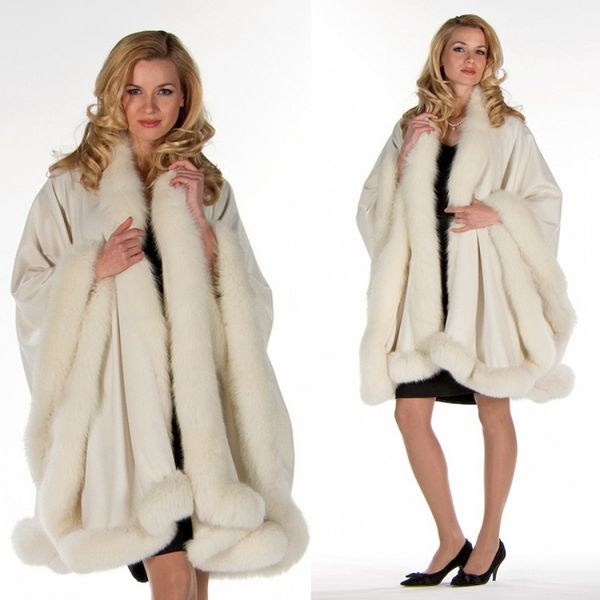 

оптовая на заказ меховой плащ свадебные плащи накидки 2018 новый зимний длина до колен куртка свадебные невесты обертывания, White
