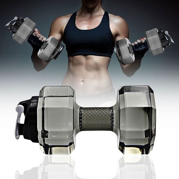 

2.2l dumbbell water kettle large plastic capacity sports bottle outdoor portable sport dumbbell traning fitness gym equipments