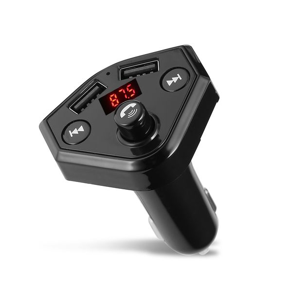 

universal bluetooth car kit 5v 2.1a/1a dual usb charger cigarette lighters power fm transmitter auto charging handscall