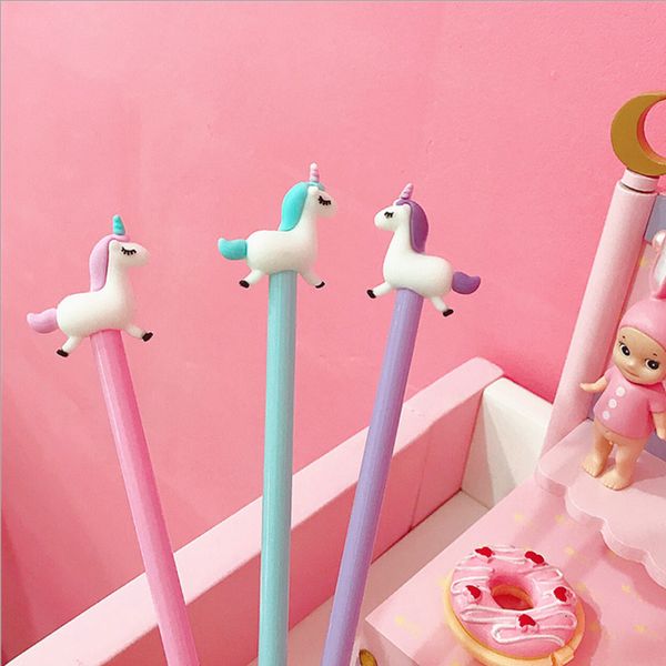 

3 pcs/lot 0.5mm cute jumping unicorn gel pen promotional gift stationery school & office supply kawai neutral pen stationery