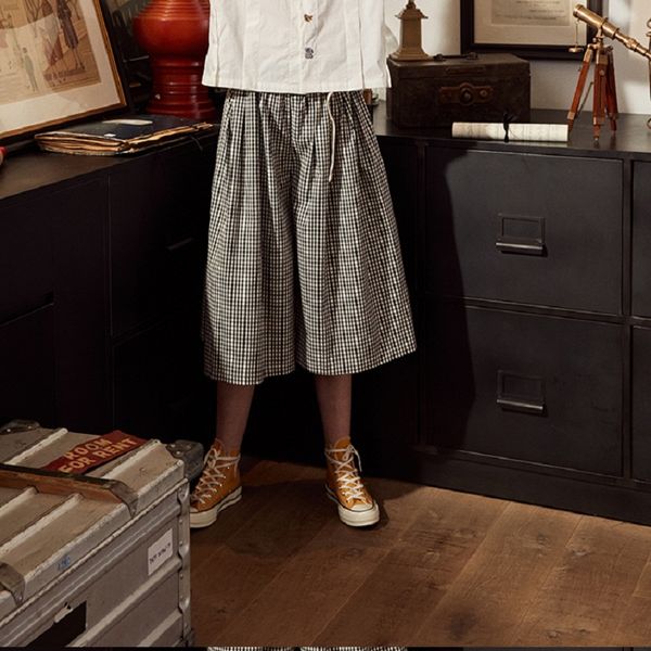 

2018 fashion summer japanese loose plaid pant waistband skirt female high waist zipper midi long skirts harajuku clothing, Black