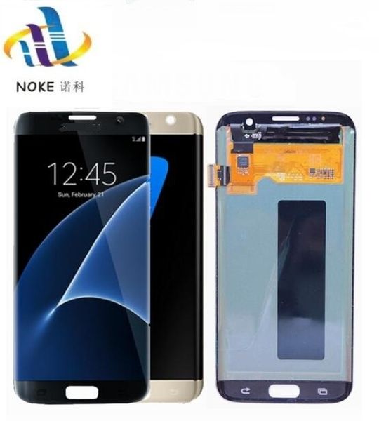 Yeni Siyah Şerit Altın LCD Ekran SAMSUNG Galaxy S7 kenar Ekran için G935 SM-G935F Dokunmatik Digitizer Meclisi