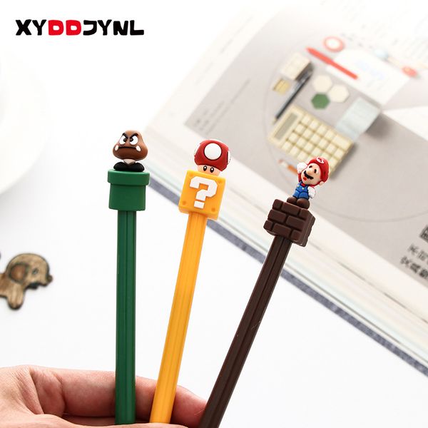 

4 pcs cute kawaii classic game characters gel pen escolar papelaria 0.5mm black ink pen korean stationery school office supplies