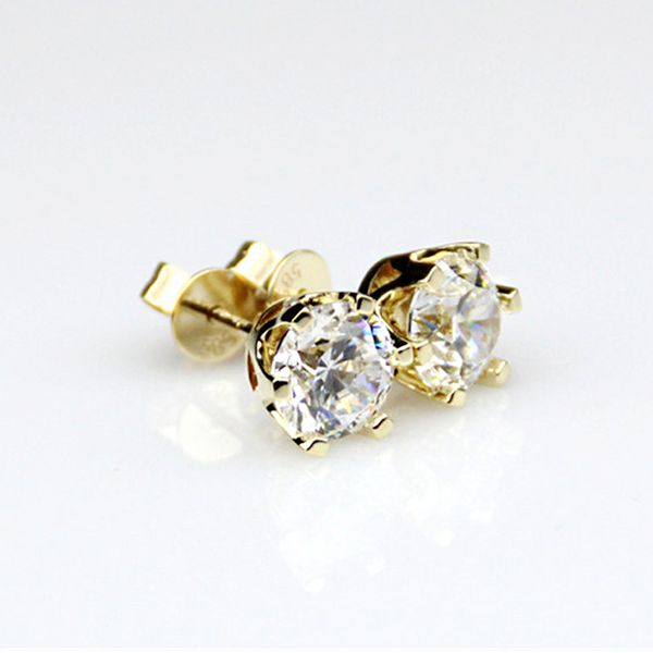 

1.0 cttw round excellent loose moissanite earrings 14k yellow gold stud earrings for women moissanite jewelry, Golden;silver