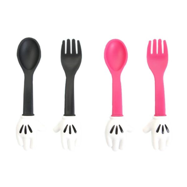 Adorável crianças fofo garfo colher rato palma forma talheres bebê alimentar alimentação tabela de mesa toddler dinnerware portátil utensílio