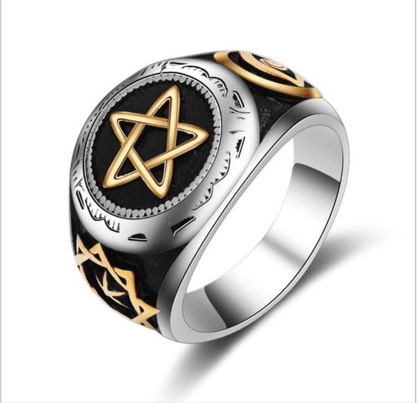 

ring titanium steel fashion retro casting jewelry korean version of the five star trend, Silver