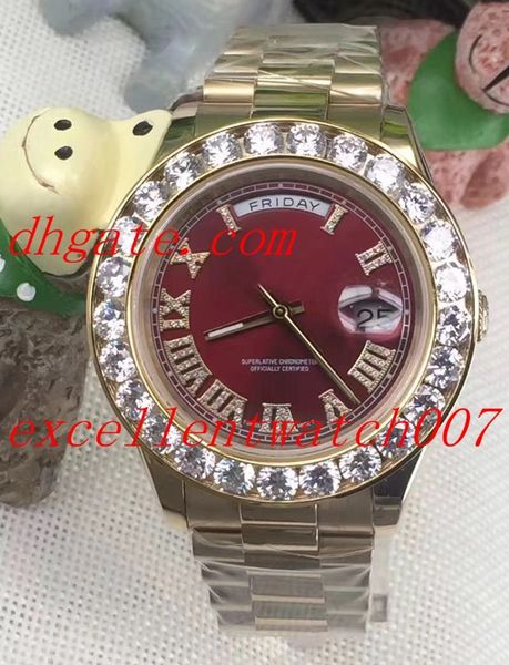 

5 style luxury diamonds ii roman 43mm watch 218235 218239 228349 18k yellow gold bezel automatic mechanical men's watches, Slivery;brown