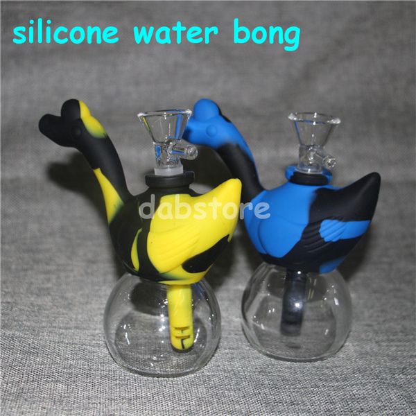 Narghilè Viaggio Bong Swan Swan Forma Silicio Tubo di Silicone Non tossico Alimentazione alimentari DAB Rig Portatile Pan Impianti di petrolio Brunt Bumbller Water Bongs