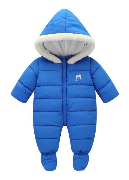 

baby clothes new winter hooded baby rompers thick cotton outfit newborn jumpsuit for children baby costume, Blue