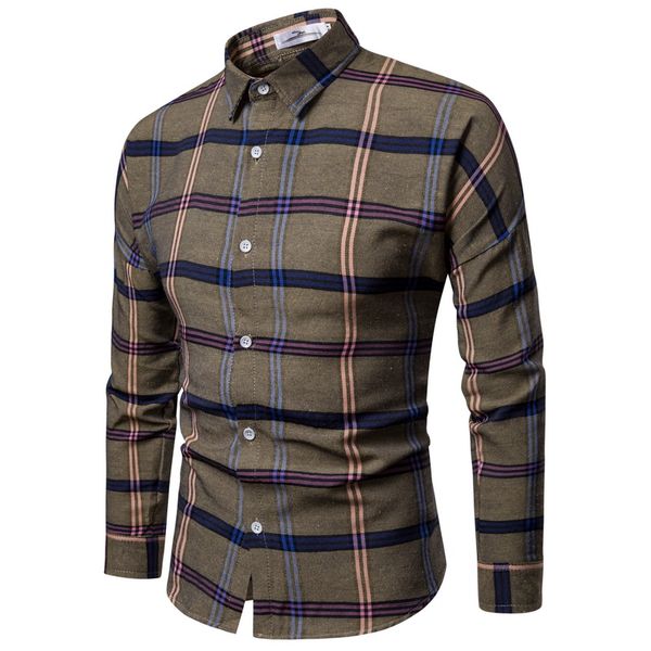 

drop shipping men plaid shirt long sleeve flannel shirts 2018 autumn winter fashion casual red checkered cotton chemise homme, White;black