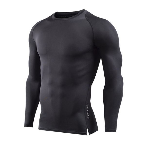 

men long sleeve fitness basketball running sports t shirt men thermal muscle autumn gym compression tight tees, Black;blue
