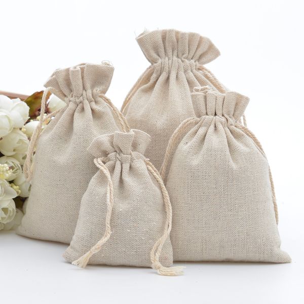 

50pcs 100% cotton drawstring bags rustic calico gift bags for coffee beans jewelry wedding favors xmas sack accept customize