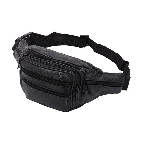 

fashion genuine leather man use & durable zippered travel waist pouch chest bag