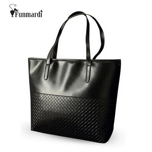 

funmardi fashion knitting women handbags pu leather handle bags high capacity casual tote bag new brand women bag wlhb1425