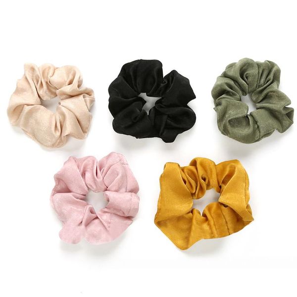 

new fashion luxury soft feel satin hair scrunchie ponytail donut grip loop holder stretchy hair band for women girls