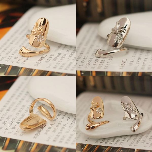 

mixed colors cute retro queen dragonfly design rhinestone plum snake gold/silver ring finger nail rings